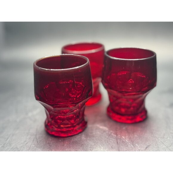 Viking Glass Georgian Ruby Red Tumblers – UV Reactive Cadmium Glow – Set of 3 - Picture 5 of 5